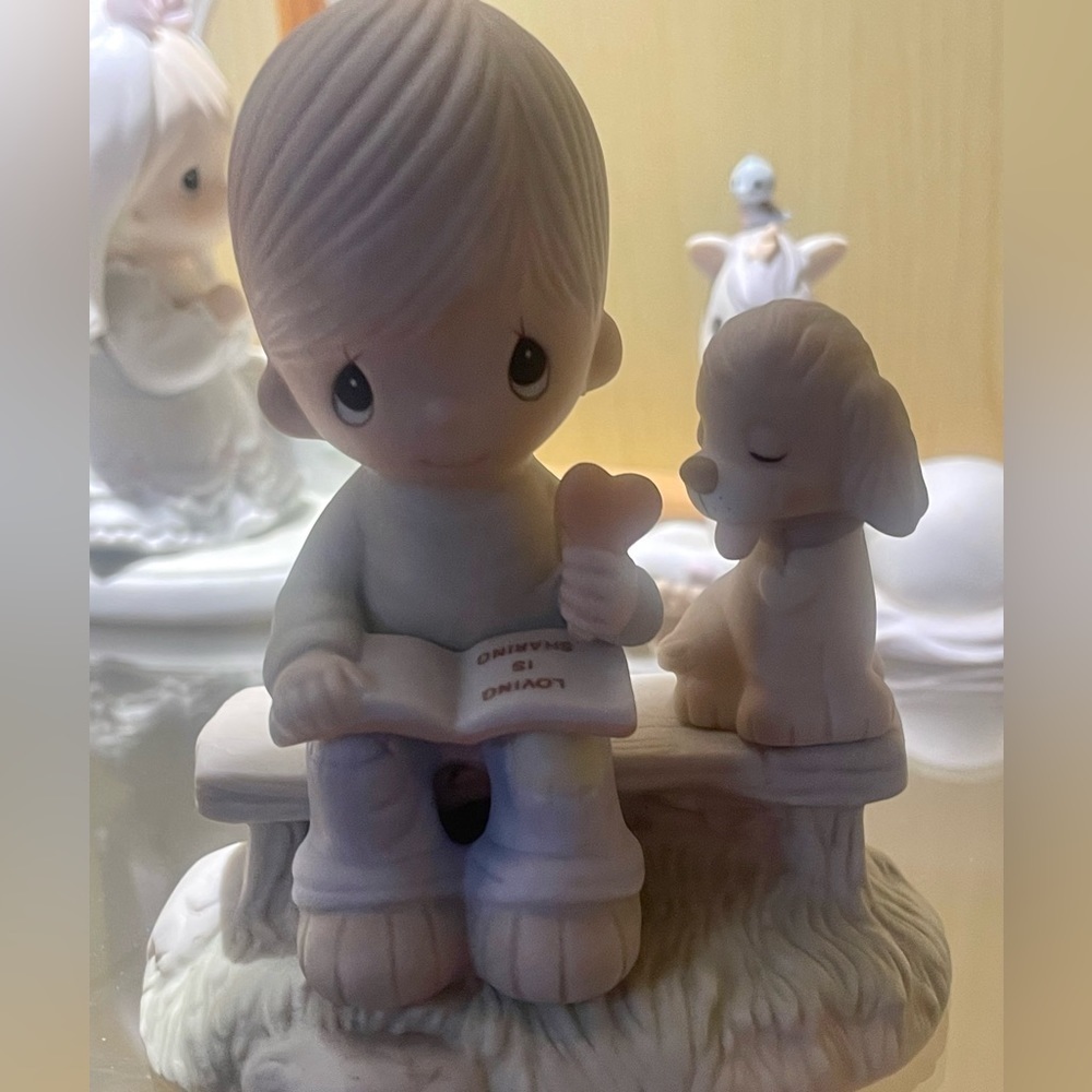 Precious Moments Vintage Enesco Porcelain Figurine  Boy & Puppy